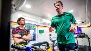 Runner on treadmill in the heat chamber