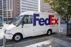 FedEx Express delivery truck parked on street in San Francisco, California