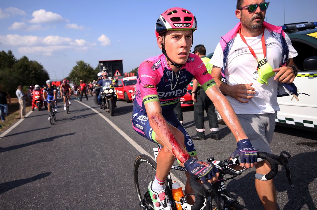 Louis Meintjes (Lampre-Merida) was involved in a crash