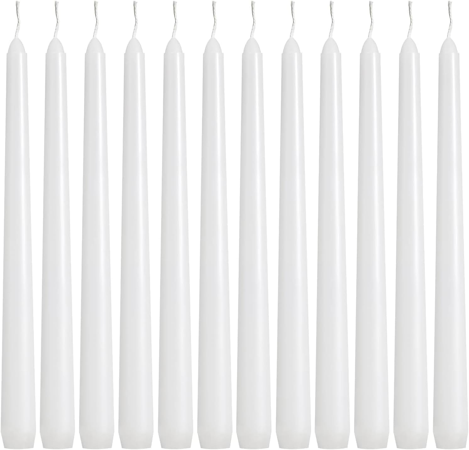 Yoroxrg 36 Pack White Taper Candles, 7-8 Hours Burn Time, Unscented, Smokeless and Dripless, 0.8 X 10 Inch Dinner Candle Set for Household, Wedding, Party and Home D&amp;eacute;cor Candlesticks