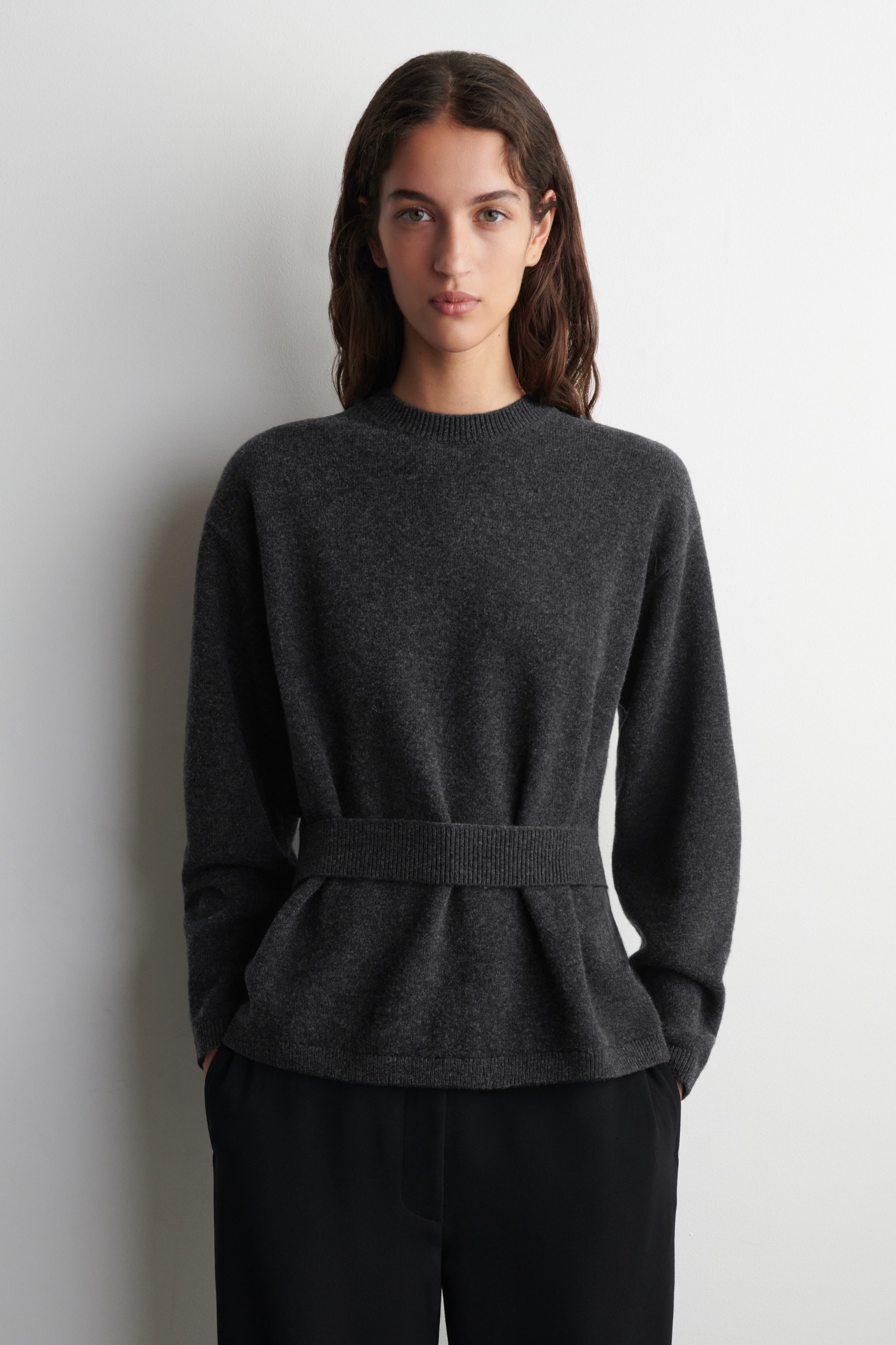 Belt-Detail Merino Wool Sweater