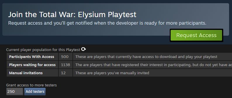 Screenshots of the Steam Playtest system.