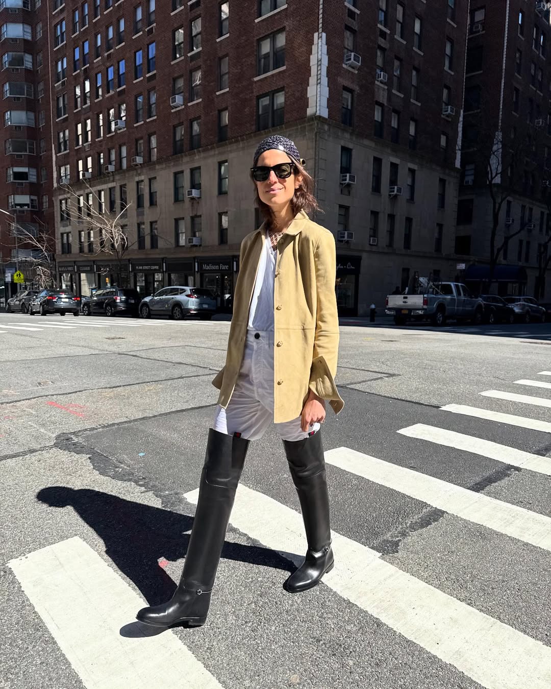 Leandra Medine Cohen wearing the skull cap trend