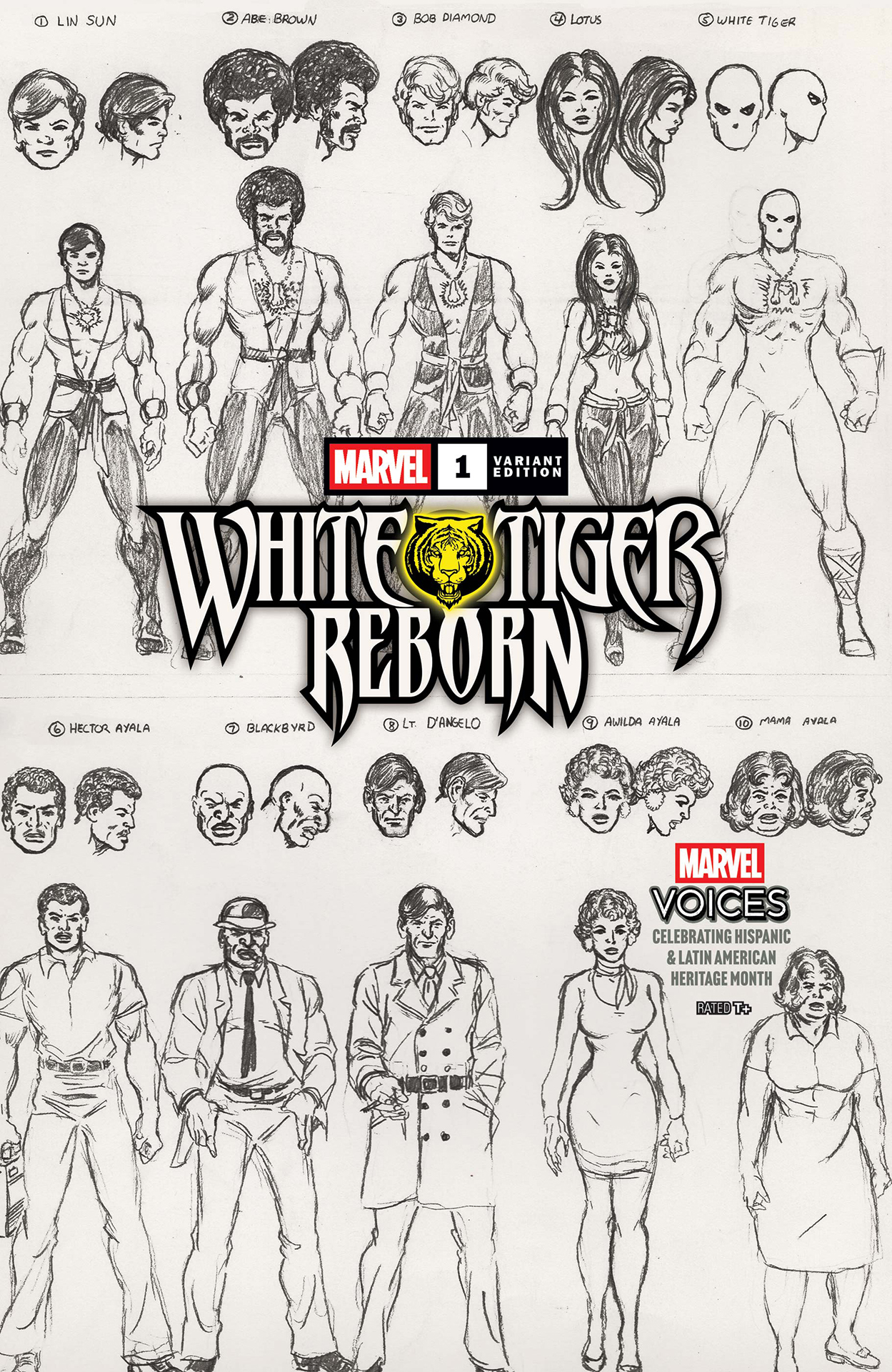 Design sheet for White Tiger characters drawn by George Pérez