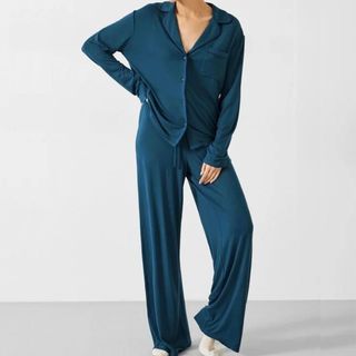 Hush jersey pyjama set in dark blue