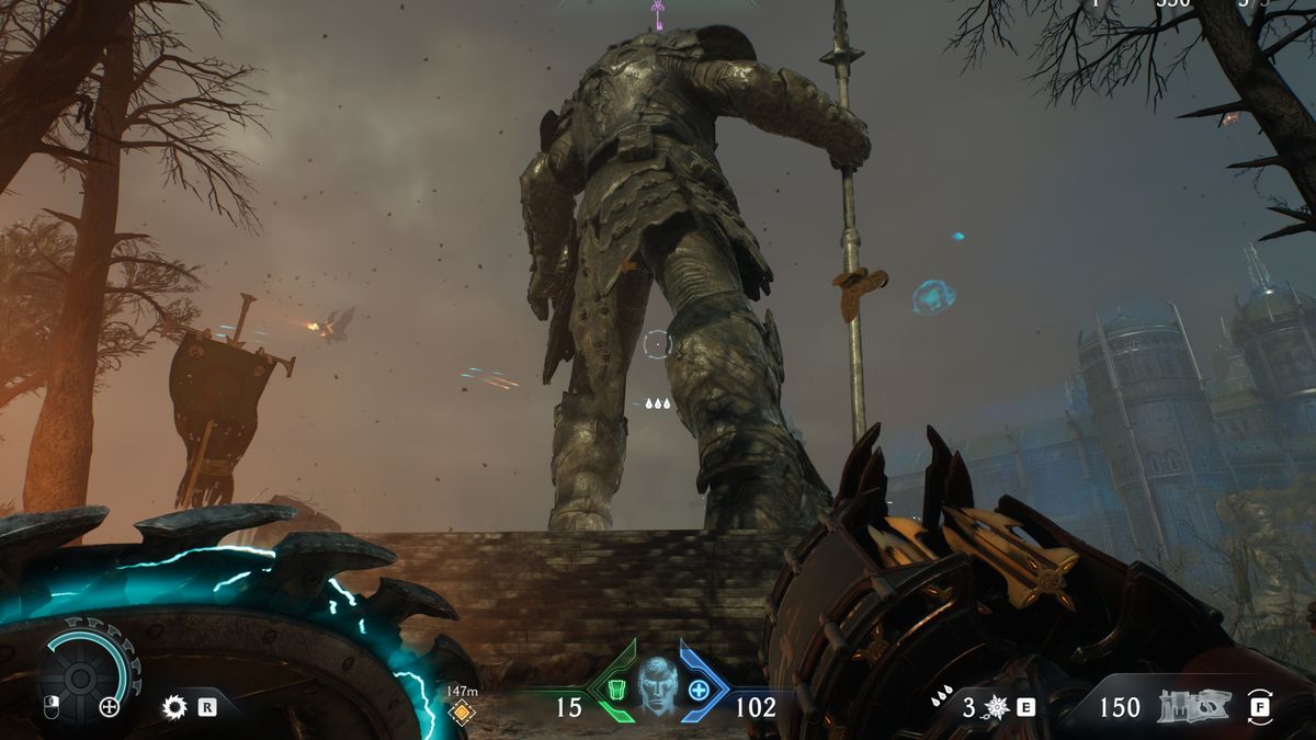 Doom: The Dark Ages Siege Part 1 secrets - The Mancubus toy at the base of a large statue.