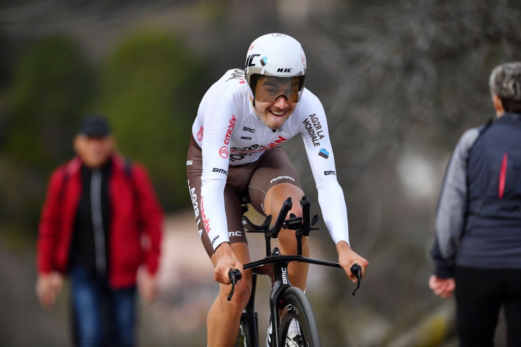 ALES FRANCE FEBRUARY 06 Clment Champoussin of France and AG2R Citren Team sprints during the 52nd toile De Bessges Tour Du Gard 2022 Stage 5 a 11km individual time trial from Als to Als lErmitage ITT EDB2022 on February 06 2022 in Als France Photo by Luc ClaessenGetty Images