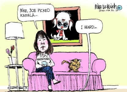 Political Cartoon U.S. Mike Pence Karen Pence Kamala Harris