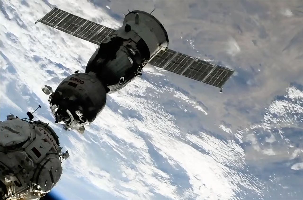 Russia's Soyuz MS-23 spacecraft undocks from the Earth-facing port of the Prichal node on Wednesday, Sep. 27, 2023 after its crew spent 371 days on the International Space Station.