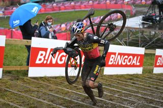 DENDERMONDE BELGIUM DECEMBER 26 Wout Van Aert of Belgium and Team JumboVisma competes during the 2nd Dendermonde UCI CycloCross Worldcup 2021 Mens Elite CXWorldCup UCIcyclocrossWC on December 26 2021 in Dendermonde Belgium Photo by Luc ClaessenGetty Images