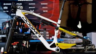 The new Pinarello Dogma XC frame in a workstand