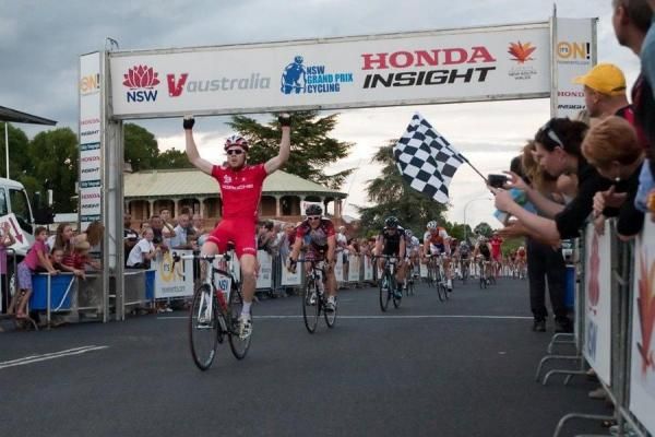 Palmer had time to celebrate his win in the opening round of the NSW Criterium GP Series.
