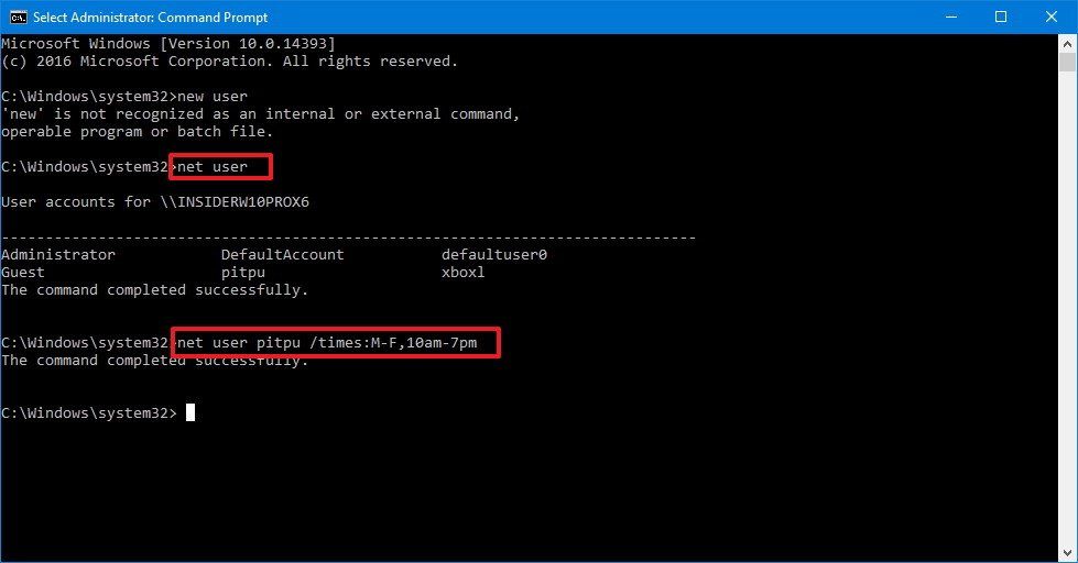 How to configure time restrictions to a local account on Windows 10