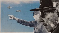 Photo collage of Raul Castro and two small passenger planes flying in the background