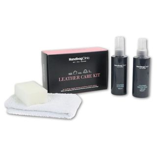 A cut-out of the Handbag Clinic's Leather care kit