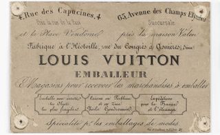 Archival material includes one of Louis Vuitton’s original addresses