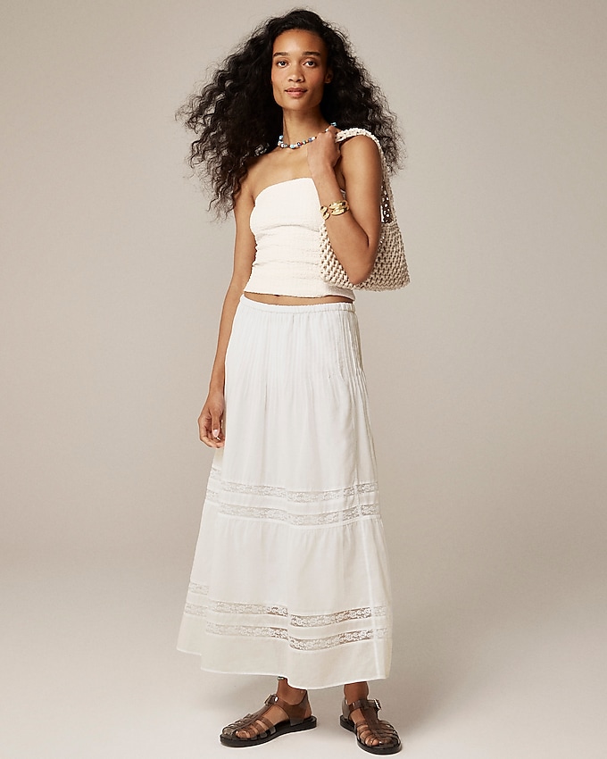 Lace-Trim Pintuck Skirt