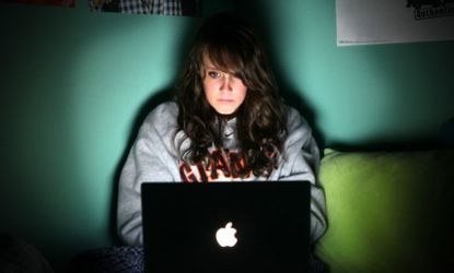 California high school student, Ellie Ritter, talks to her friends through Facebook