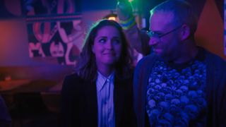 Rose Byrne as Sylvia and Seth Rogen as Will during the Apple TV Plus show, Platonic.