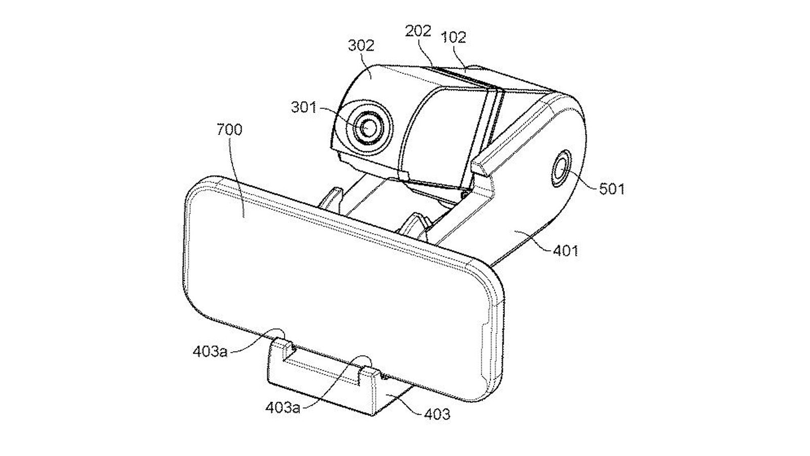 A patent drawing showing designs for a Canon smartphone camera accessory