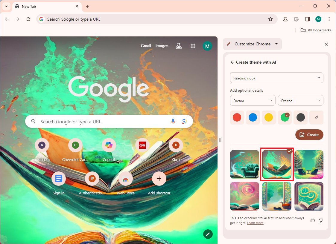 Google Chrome aplica el tema Ai