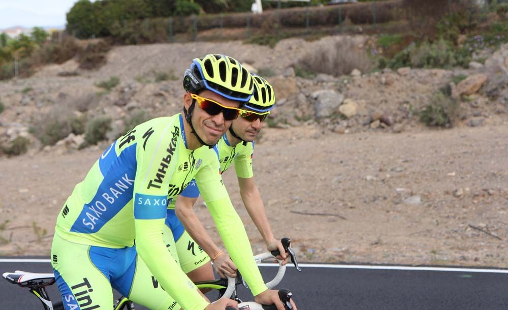 Alberto Contador celebrates his 33rd birthday on his bike