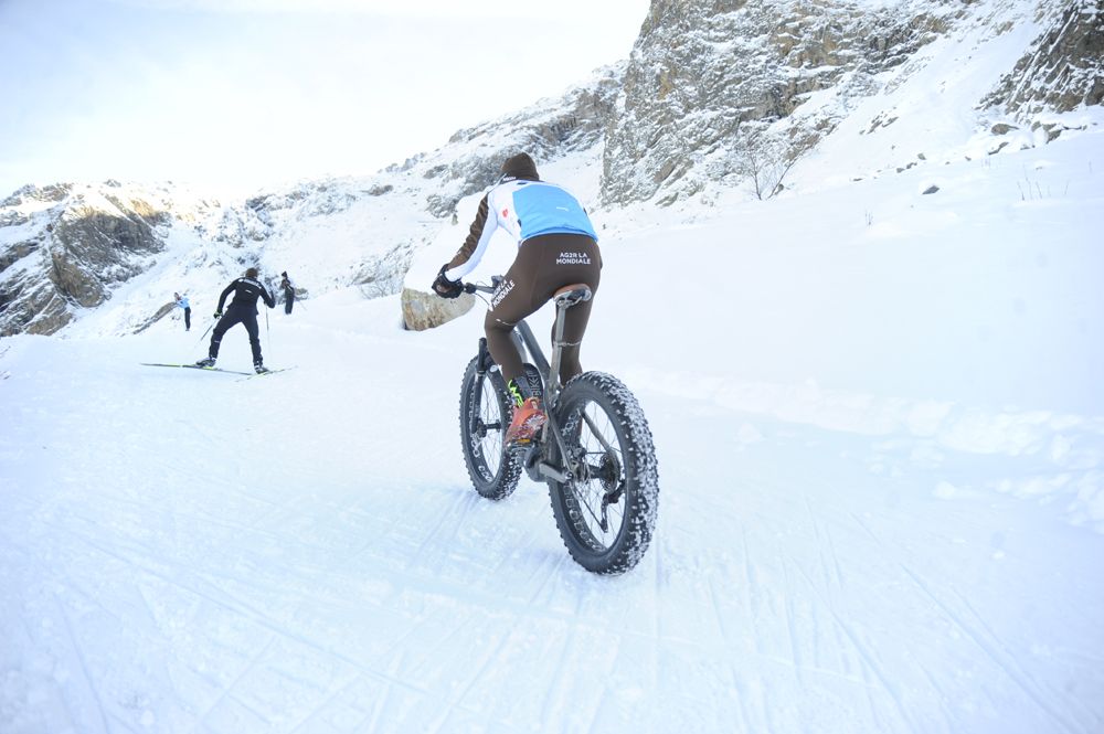The fat-bikes were equipped with electric motors for the steeper sections