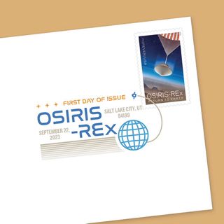 In addition to an ink first-day-of-issue postmark device, the USPS is offering a digital color postmark for the OSIRIS-REx stamp.
