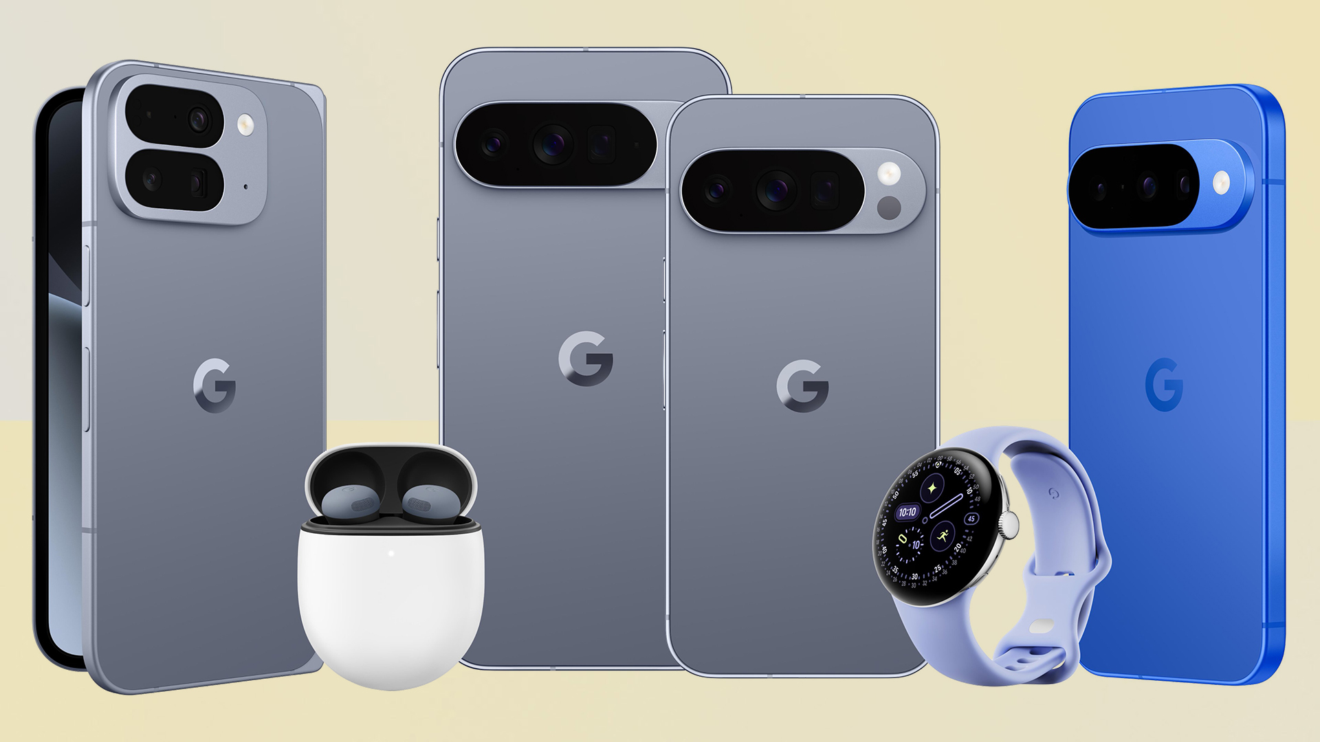 Google Pixel 10 family for 2025 on a yellow background