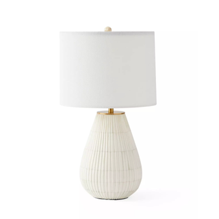 White lamp with textured bone inlay base