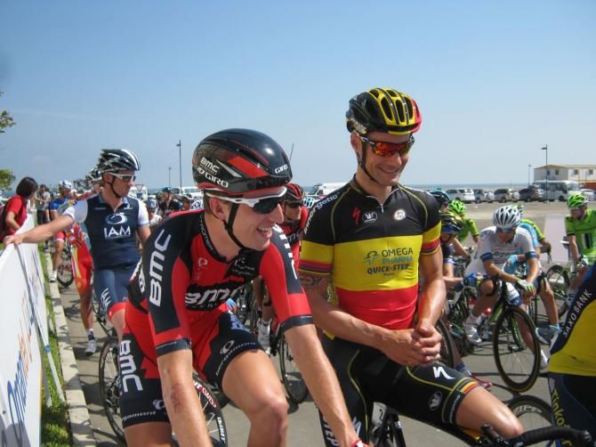 Taylor Phinney and Tom Boonen at the start of stage one in Oman