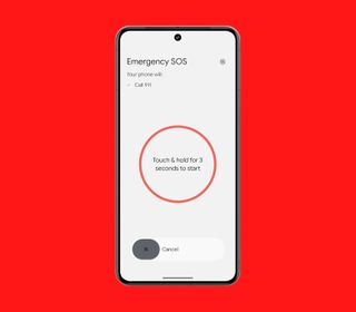 Android emergency SOS step requiring touch and hold for three seconds