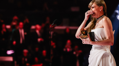 Taylor Swift accepts the Album Of The Year award for "Midnights" during the 66th GRAMMY Awards on February 04, 2024 in Los Angeles, California