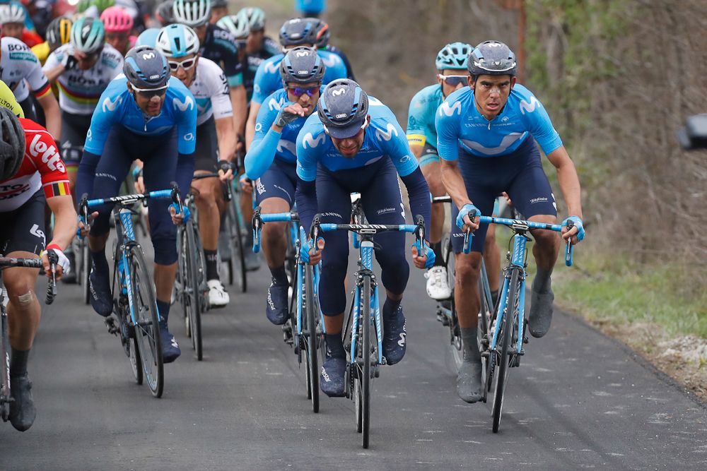 Movistar on the move during stage 5 at Tirreno-Adriatico