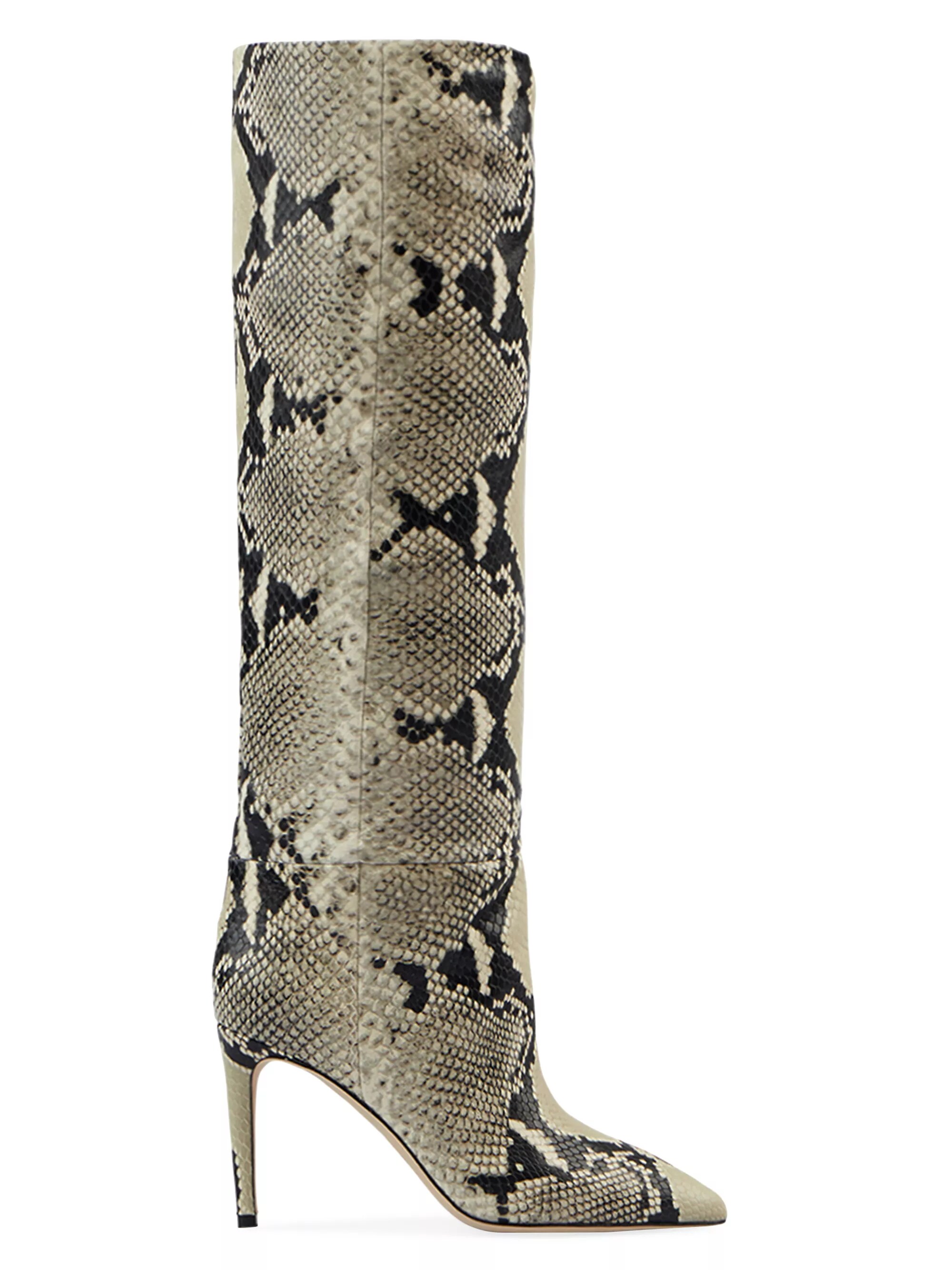 85mm Snake-Embossed Leather Stiletto Boots