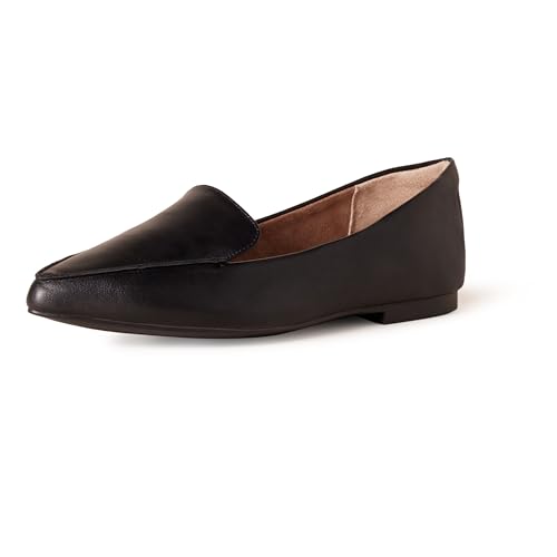 Amazon Essentials Women&#039;s Loafer Flat, Black Faux Leather, 8 Uk