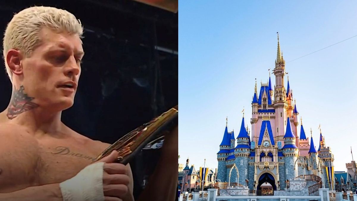 Cody Rhodes with WWE Title/Cinderella Castle at Magic Kingdom