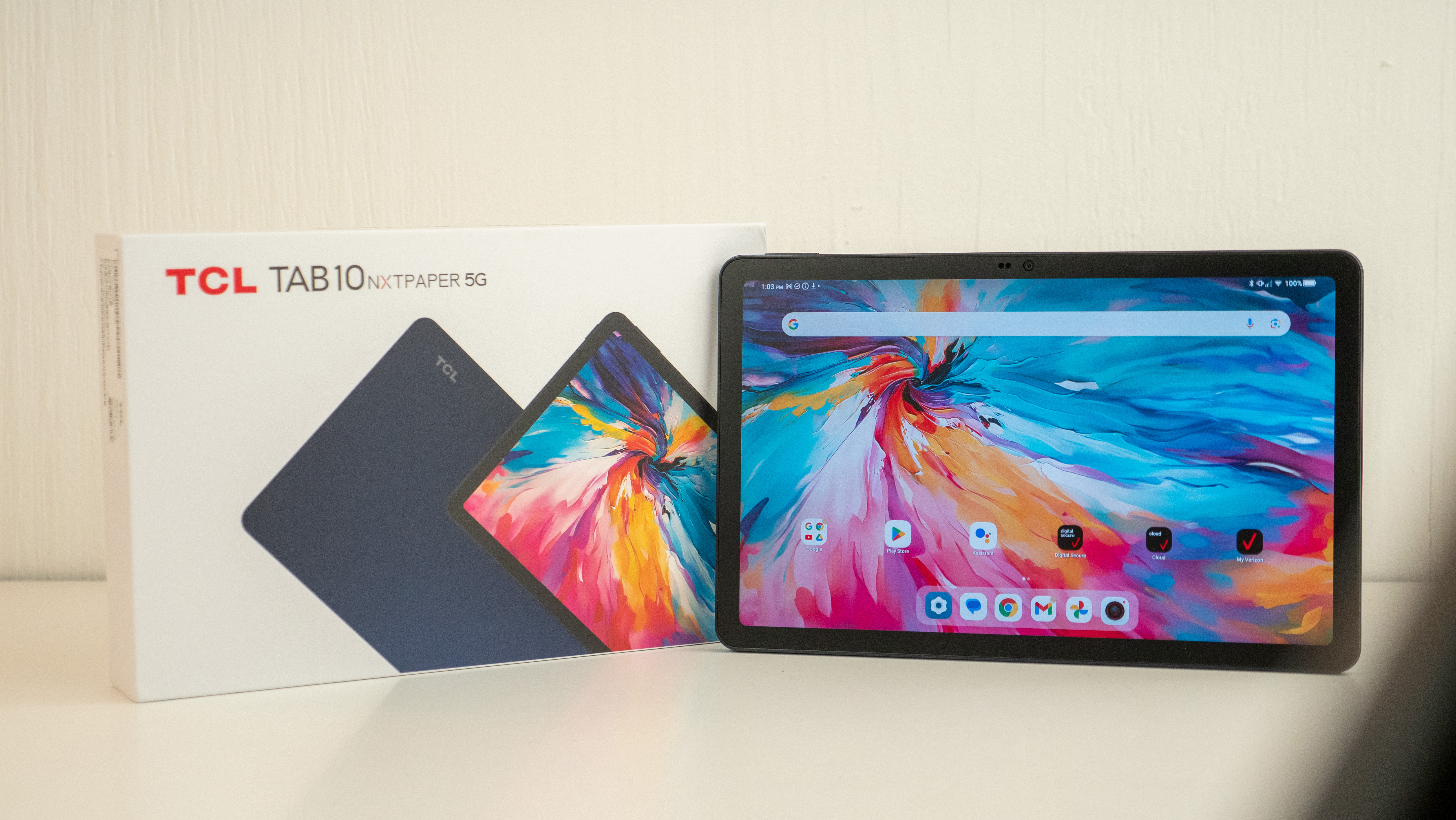 The TCL Tab 10 NXTPAPER 5G with its retail box