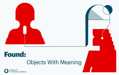 abstract image showing two red silouhettes of people connected by blue lines, with the wording "Found: Objects With Meaning" written at the bottom