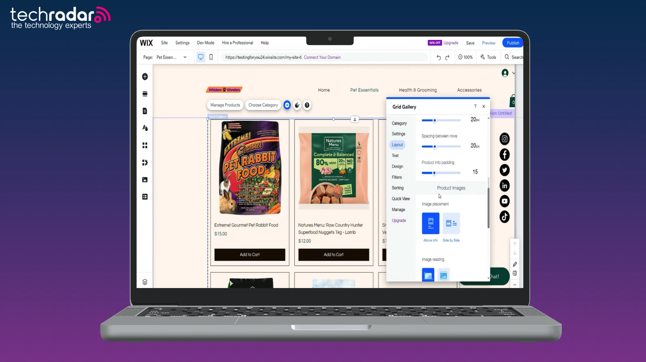 Wix website builder being used on mac