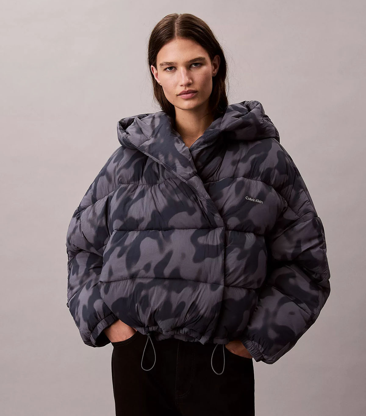 Print Wrap Puffer Jacket
