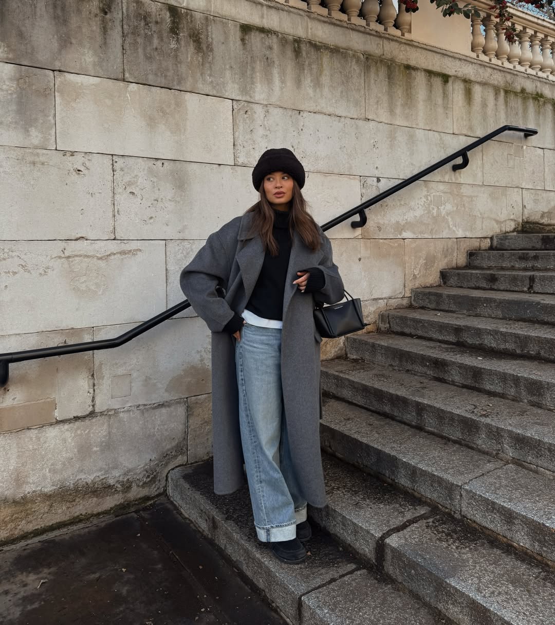 INFLUENCER 2026 WISH LIST: Vanessa Rose Blair wearing a long grey coat