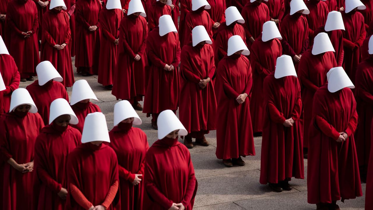 Women filming The Handmaid&#039;s Tale