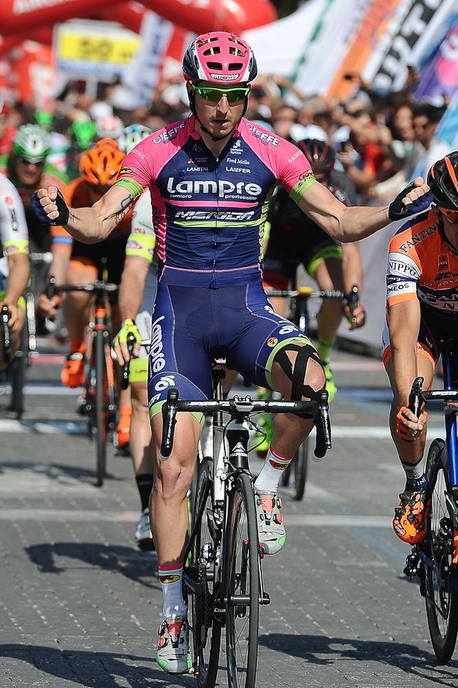 Sacha Modolo of Lampre-Merida Italy reacts after winning Stage 4 of the 2016 Tour of Turkey