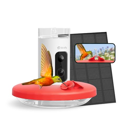 Birdfy Hummingbird Feeder With Camera &amp;amp; Solar Panel, Smart Bird Feeder With Ai Recognition &amp;amp; Capture on Outdoors, Gardens, Easy to Clean, 14oz Capacity, Se