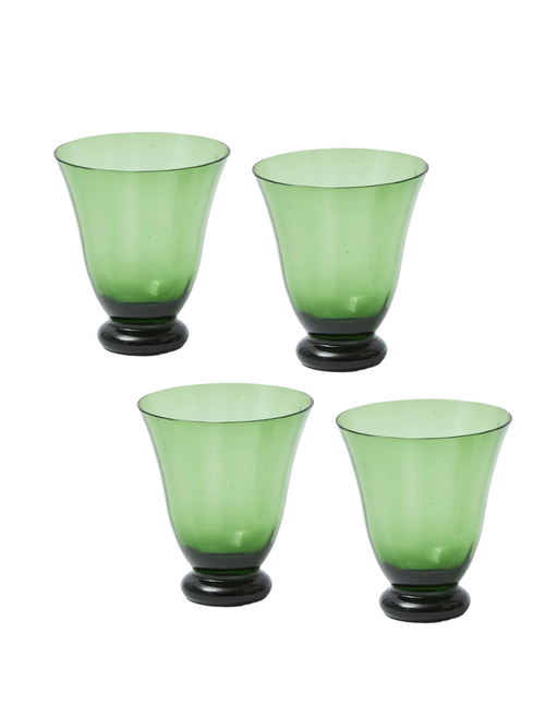 Moss Green Tulip Glasses 