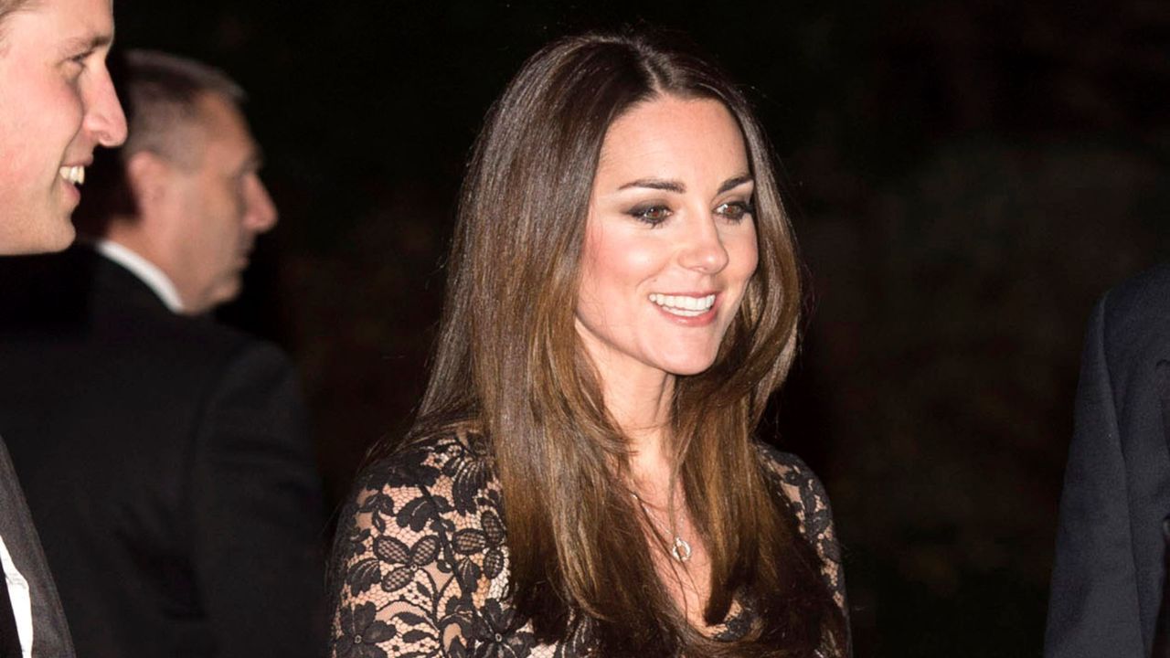 Kate Middleton wearing black lace gown in 2013