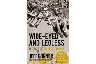 Best cycling book about a team is Wide-Eyed and Legless by Jeff Connor as shown here. The front cover image is of cyclists laying recovering on a road with bikes in the background