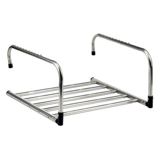 A silver radiator drying rack