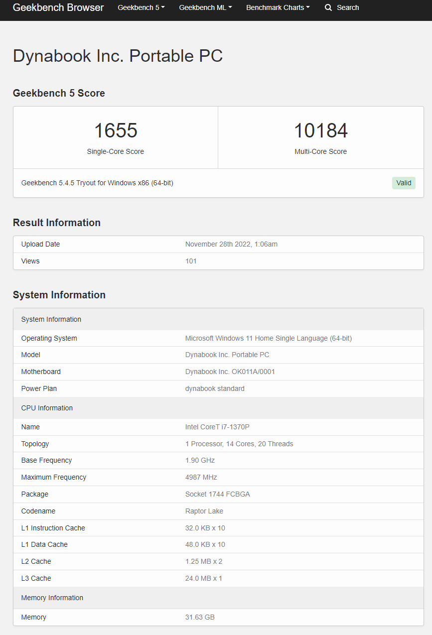 Low-Power Intel i7-1370P Raptor Lake CPU Gains Two Performance
